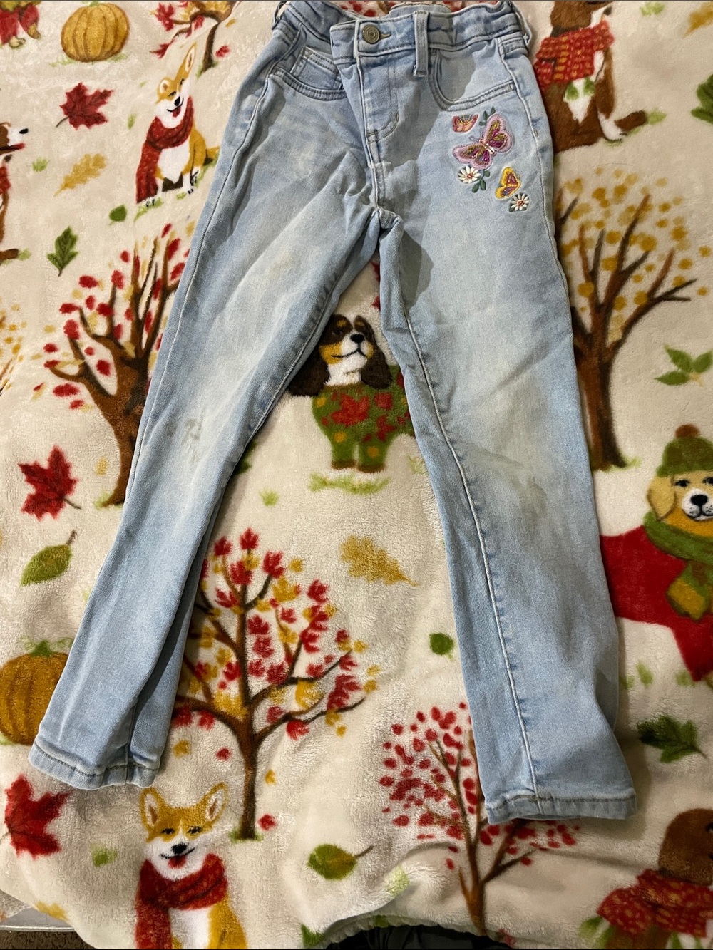 jumping beans Light Blue Skinny Jeans with Butterfly Embroidery